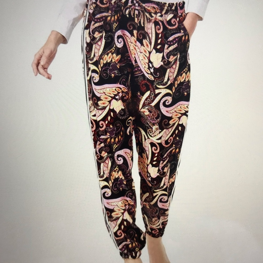 NY Collection side stripe draw string pants